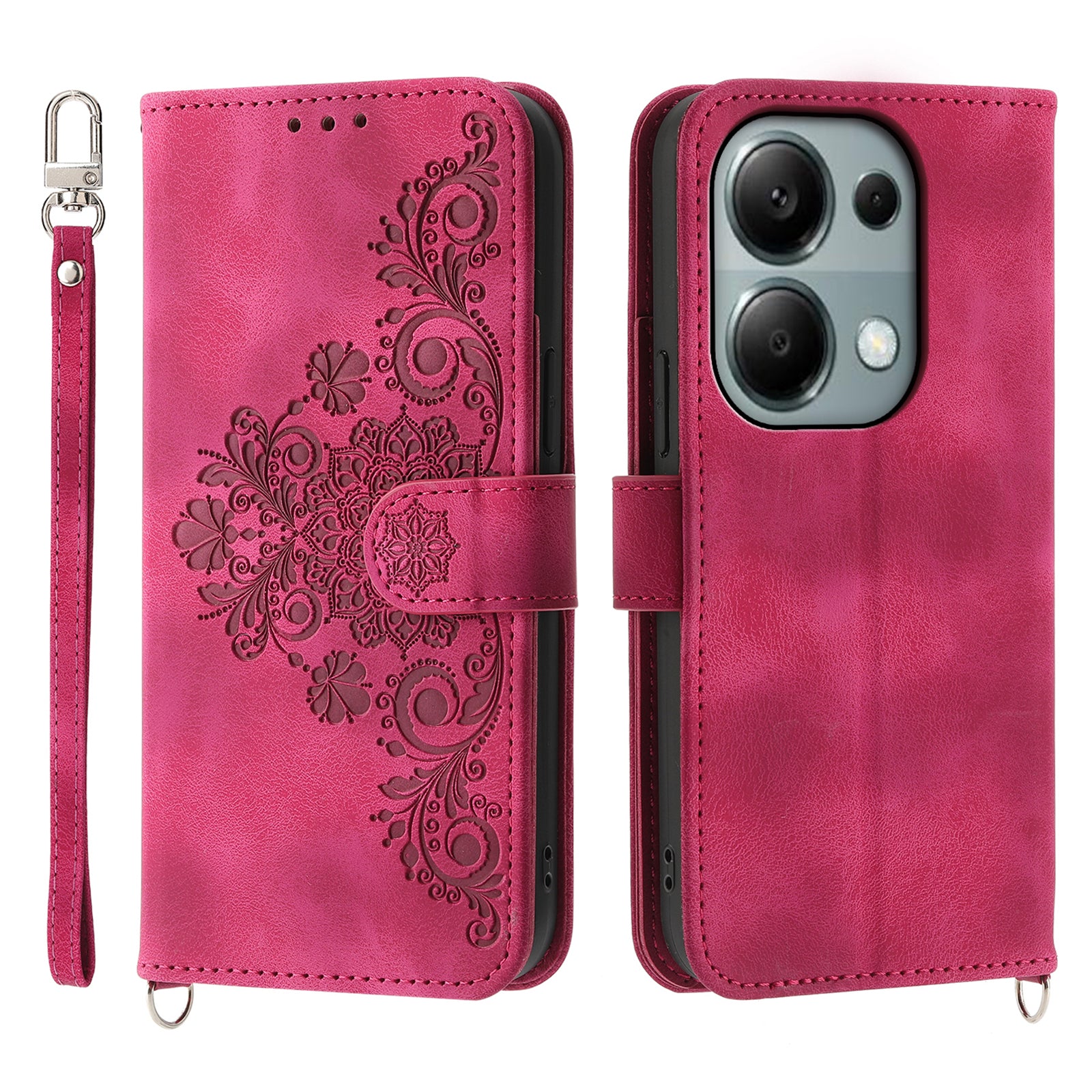 For Xiaomi Redmi Note 13 Pro 4G / Poco M6 Pro 4G Case Flower Pattern Skin-touch Phone Cover with 2 Straps For Xiaomi Redmi Note 13 Pro 4G / Poco M6 Pro 4G Case Flower Pattern Skin-touch Phone Cover with 2 Straps